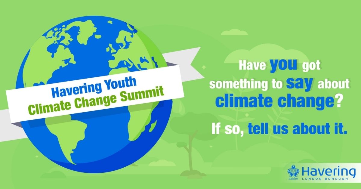 Climate change youth summit banner. Text on banner reads: Have you got something to say about climate change? If so, tell us about it.