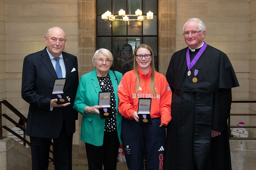 L-r Mark Bryant, Lesley Blowers, Brock Whiston, Father Hingley